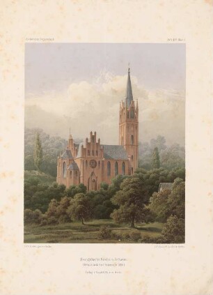 Kirche, Reitwein: Perspektivische Ansicht (aus: Architektonisches Skizzenbuch, H. 45/2, 1860)