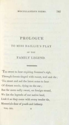 Prologue to Miss Baillie's play of the family legend