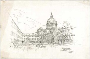 Gsaenger, Gustav; München, Theatinerstr.; Bayerisches Kultusministerium, Erweiterung - Erweiterungsbau Ministerhof (Perspektive)