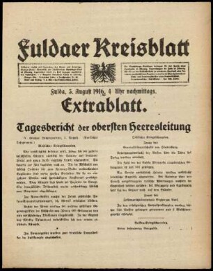 Ausgabe vom Samstag, den 05. August 1916.