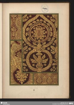 Gewebemuster. Ornamente mit Granatapfel