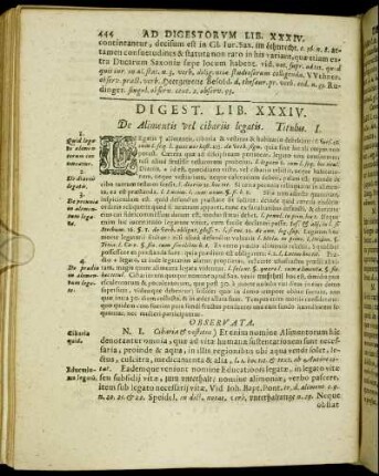 Digest. Lib. XXXIV. De Alimentis vel cibariis legatis.