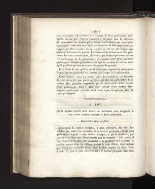 § XXIV. - XXVII. De la surface courbe dont toutes les normales sont tangentes. Les rayons de courbure et les différens genres.