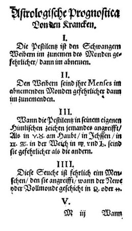 Astrologische Prognostica Von den Krancken.