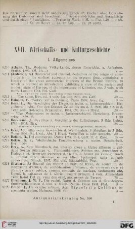 XVII. Wirtschafts- und Kulturgeschichte (Nr. 9210 - 12161)