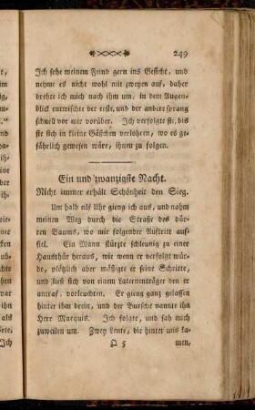 Ein und zwanzigste Nacht. - Fünf und zwanzigste Nacht.