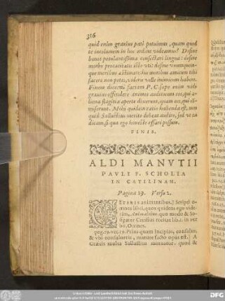 Aldi Manutii Pauli F. Scholia In Catilinam.