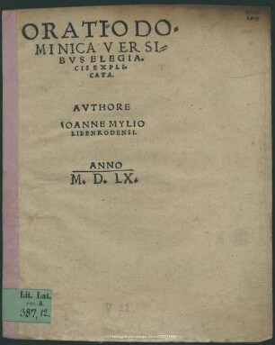 Oratio Dominica Versibus Elegiacis Explicata
