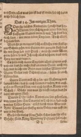 Das 14. Jm vorigen Thon.