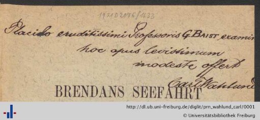 [Provenienz]: Wahlund, Carl