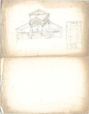 Thiersch, August ; Sakralbauten - Grundriss, Perspektive