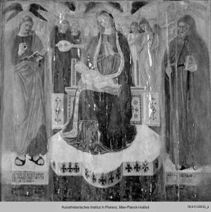 Thronende Madonna mit Kind, Heiligen und Engeln