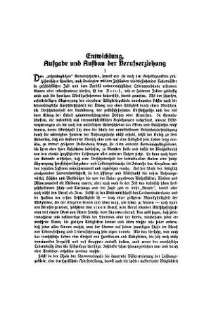 Entwicklung, Aufgabe und Aufbau der Berufserziehung