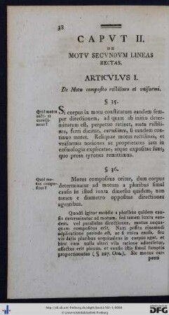 Caput II. De Motu Secundum Lineas Rectas.