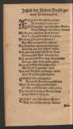 Inhalt des Andern Buchs genant Froschmeuseler.