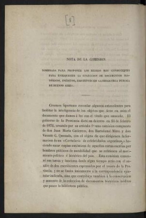 Nota de la Comision [Biblioteca Pública]