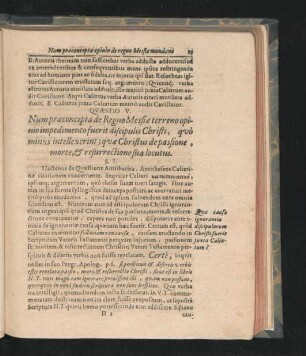 Quaestio V. Num preaconcepta de Regno Messiae terreno opinio impedimento fuerit discipulis Christi ...