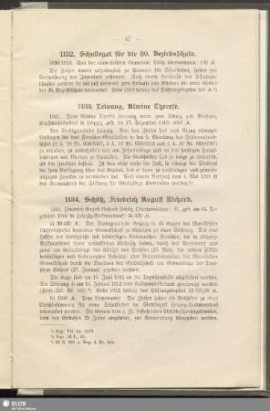 1132. Schullegat für die 39. Bezirksschule