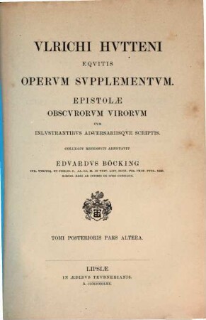 Ulrichi Hutteni Opera quae reperiri potuerunt omnia. Suppl.2,2