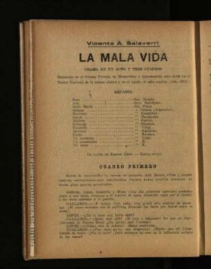 La mala vida : drama en un acto y tres cuadros