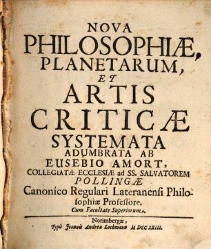 Nova Philosophiae, Planetarum, Et Artis Criticae Systemata