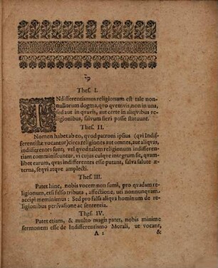 Positionum Theologicarum De Religionum Indifferentismo Tricenarius