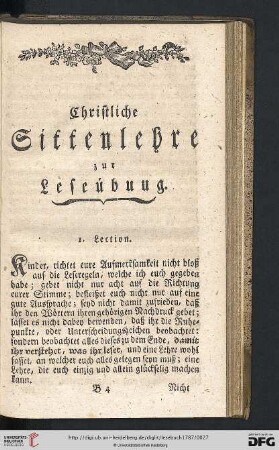 Christliche Sittenlehre zur Leseübung