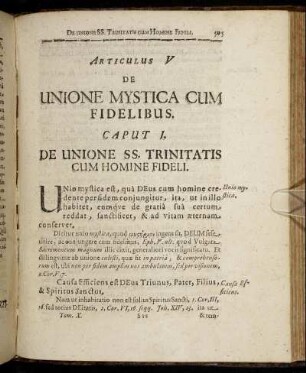 Articulus V. De Unione Mystica Cum Fidelibus.