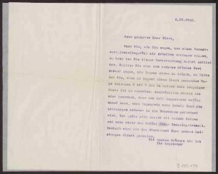 Schreiben an Walter Fürst (Brief)