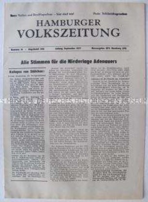 Illegale Ausgabe der "Hamburger Volkszeitung" u.a. zur Bundestagswahl