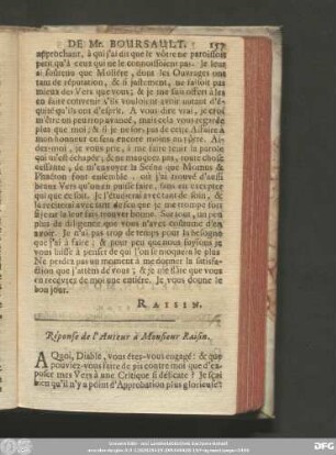 Réponse de l'Auteur à Monsieur Raisin.