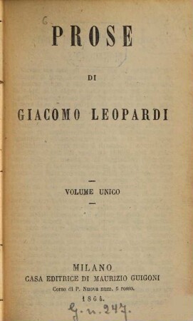 Prose : Volume unico
