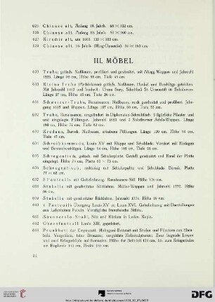 III. Möbel (Nr. 629-654)