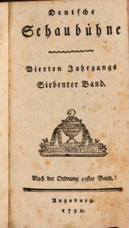 Deutsche Schaubühne, 43 = Jg. 4,Bd. 7. 1792