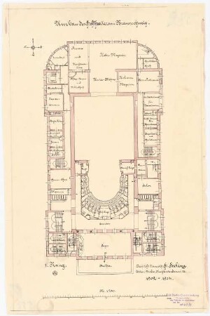 Hoftheater, Braunschweig Umbau des Inneren: Grundriss 1. Rang 1:240