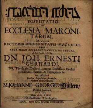 Disputatio De Ecclesia Maronitarum