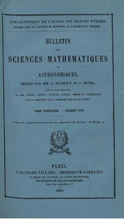 Tome Troisième - Juillet 1872.