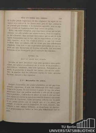 Titre VI. Mise en terre des arbres.