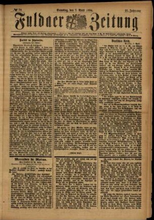 Ausgabe vom Samstag, den 07. April 1894.