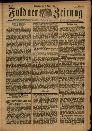 Ausgabe vom Samstag, den 07. April 1894.