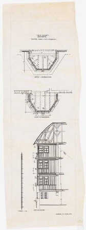 Wohnhaus und Jugendheim Zwirner, Löwenberg: Vertikalschnitt und Querschnitte durch die Wintergärten 1:50