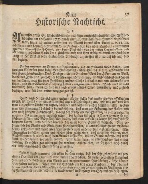 Kurze Historische Nachricht.