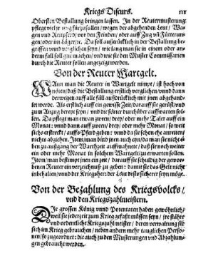 Von der Bezahlung des Kriegsvolcks/ vnd den Kriegszahlmeistern.