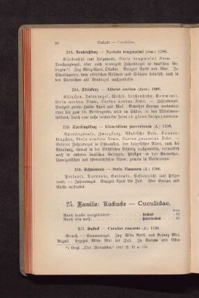 25. Familie: Kuckucke - Cuculidae.