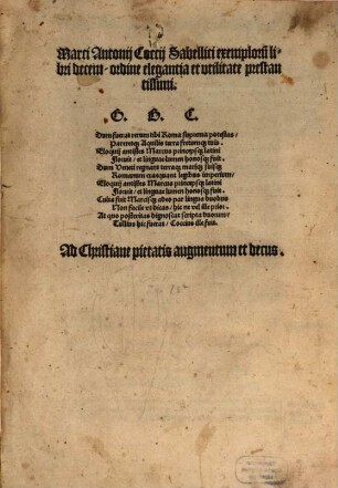 Marci Antonij Coccij Sabellici exemploru[m] libri decem : ordine elegantia et vtilitate prestantissimi ...