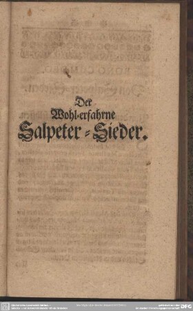 Der Wohl-erfahrne Salpeter-Sieder