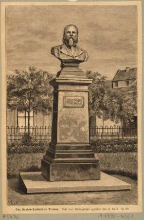 Das Denkmal von Karl Gutzkow, Portraitbüste aus Bronz von Emmerich Andresen von 1887