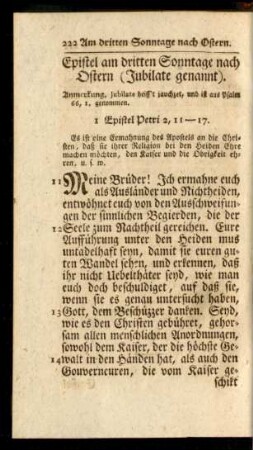 Epistel am dritten Sonntage nach Ostern (Jubilate genannt)