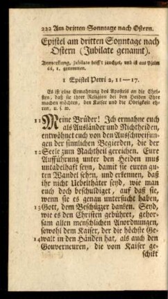 Epistel am dritten Sonntage nach Ostern (Jubilate genannt)