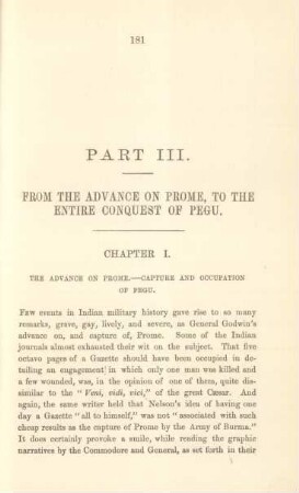 Chapter I. The advance on Prome. - Capture and occupation of Pegu